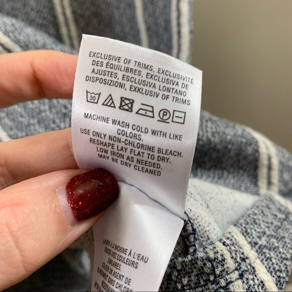 Anthropologie Maeve Wrapped Stripe Column Navy/White Sheath Dress - Picture 7 of 10